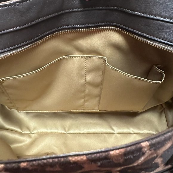 Coach Dark Brown Leopard Print Canvas and Leather Park Chain Ocelot Tote - Picture 10 of 12